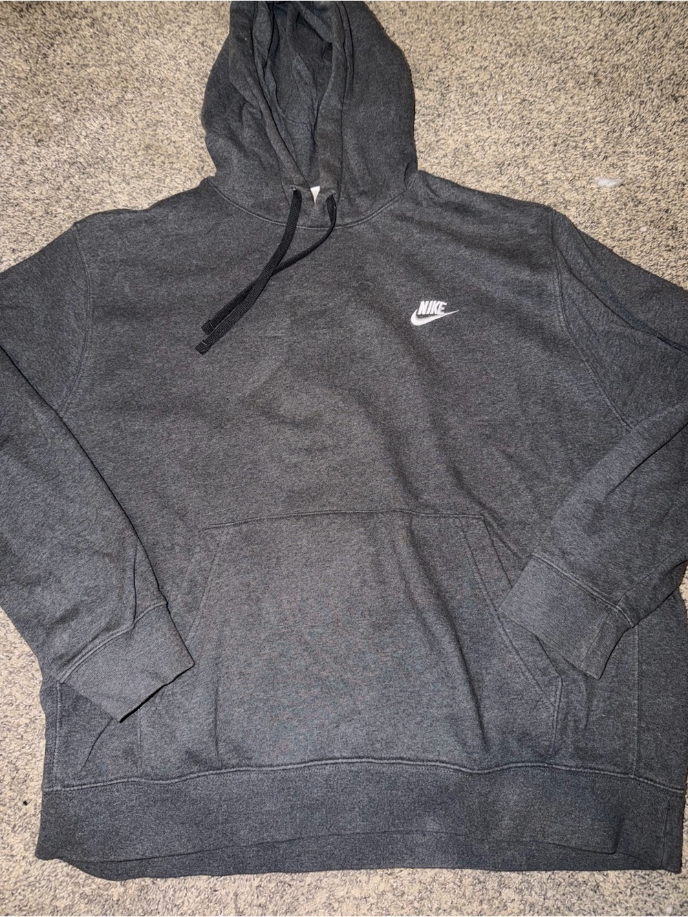 Nike Charcoal Gray Pullover Hoodie with White Logo